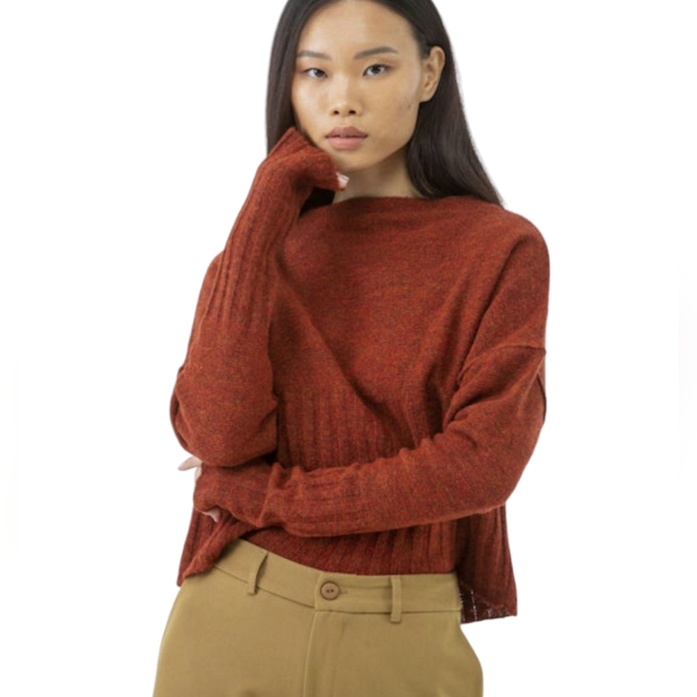 Lotus Eaters Women's Red/Brown Wool Blend Long Sleeve Sweater Oversized Size‎ S
